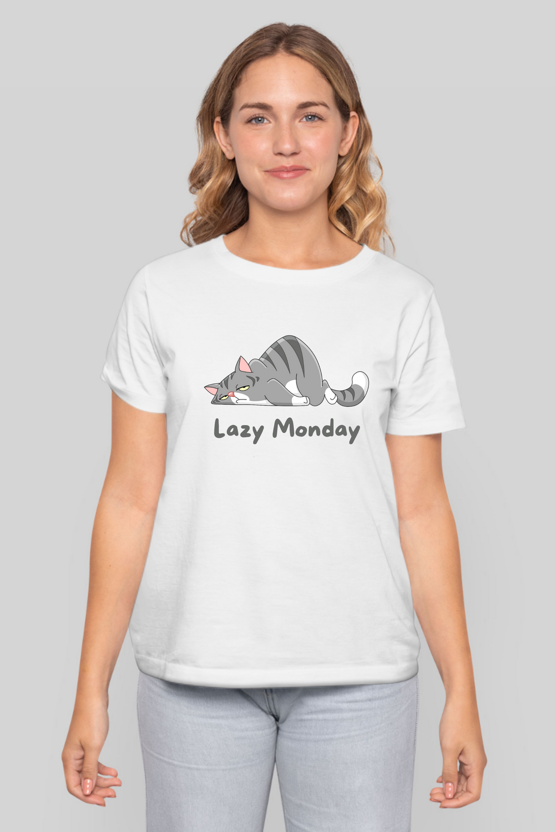 Lazy Monday Printed T-Shirt For Women - WowWaves - 7