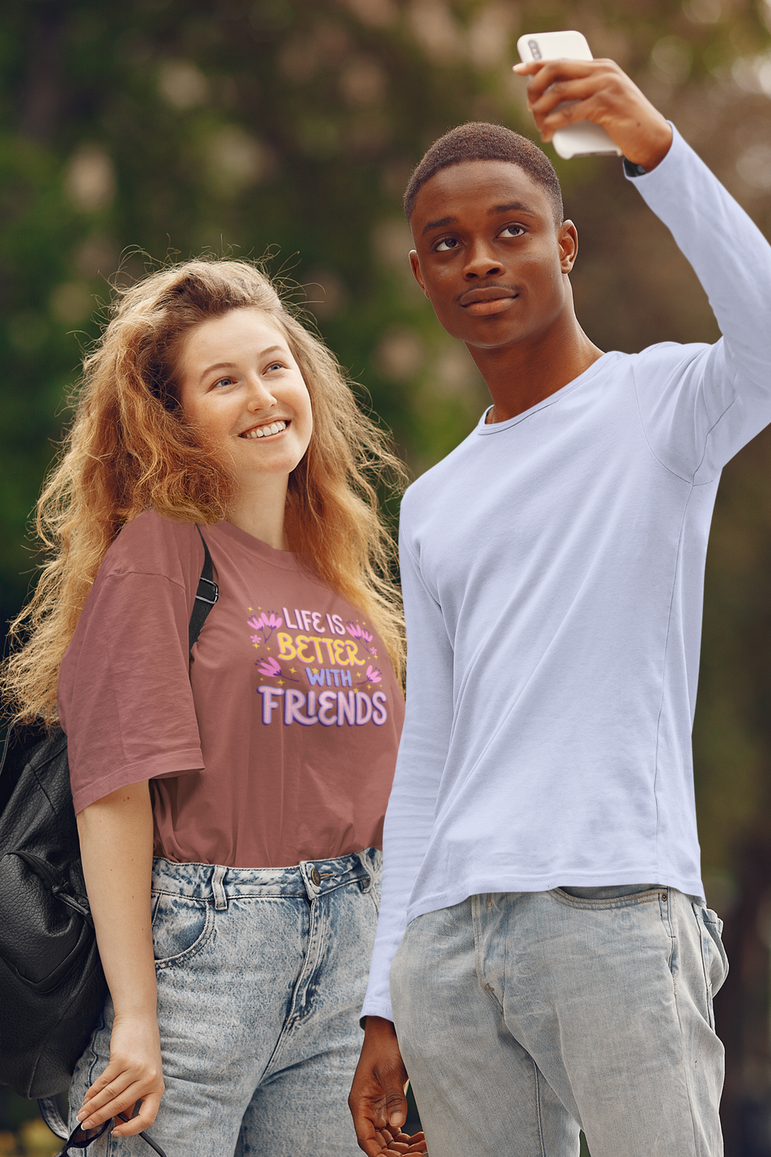 Life Is Better With Friends Printed Oversized T-Shirt For Women - WowWaves - 4