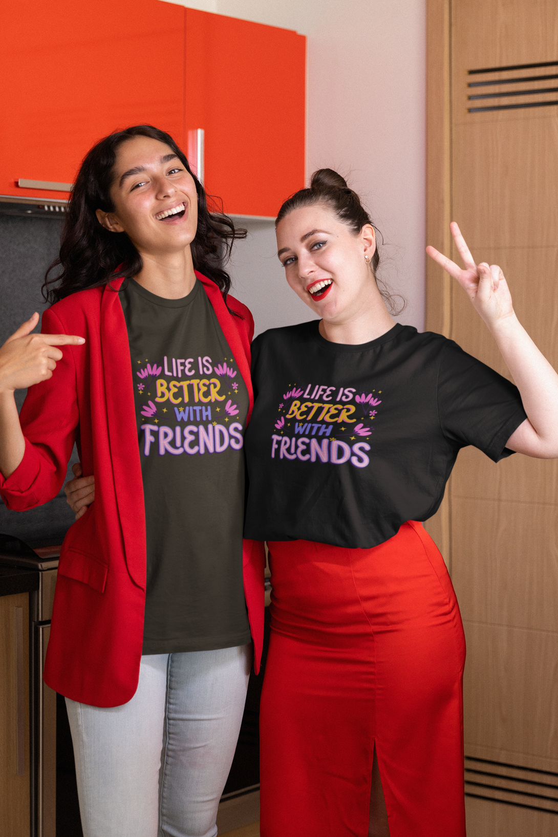 Life Is Better With Friends Printed Oversized T-Shirt For Women - WowWaves - 5
