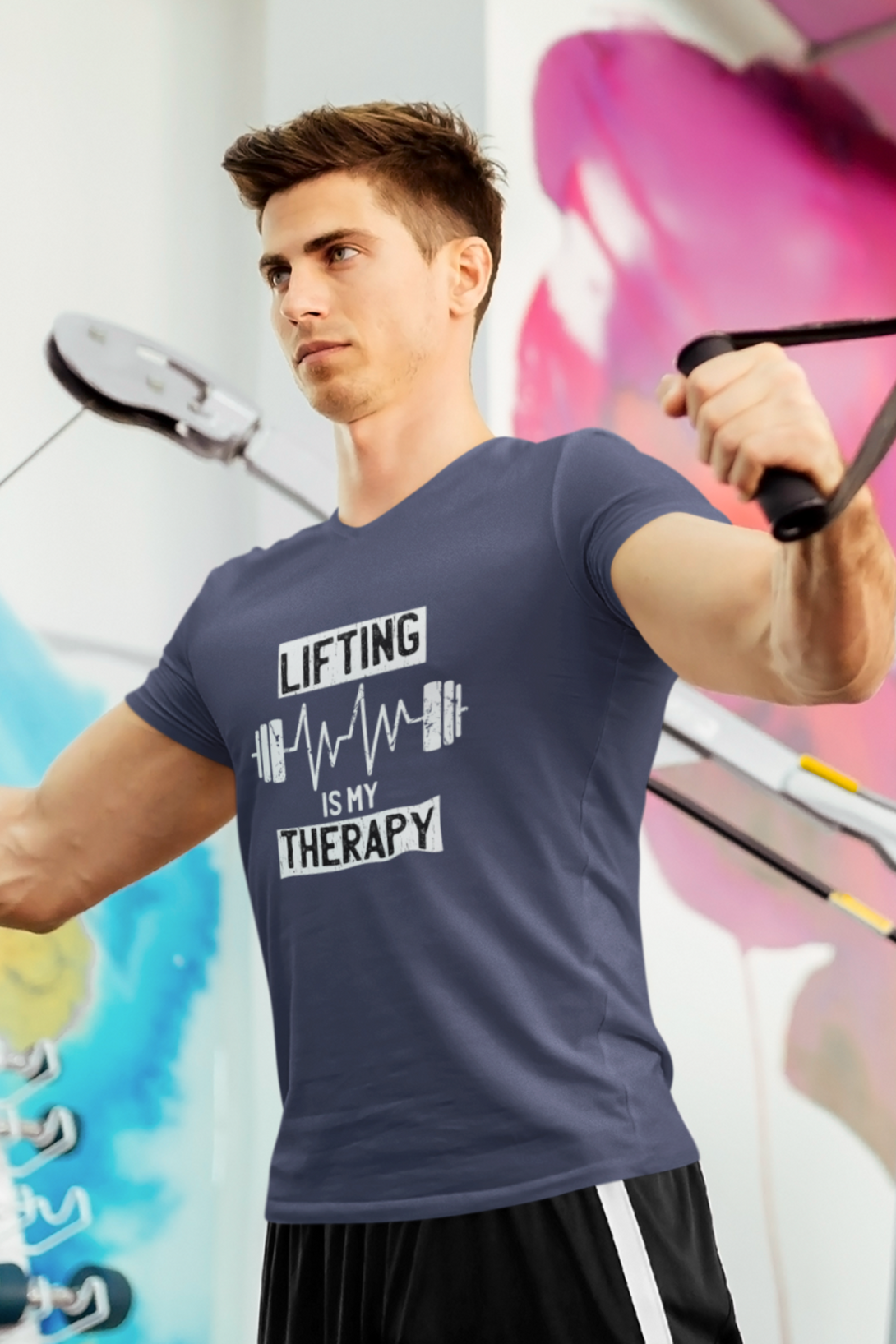 Lifting Is My Therapy Printed T-Shirt For Men - WowWaves - 11