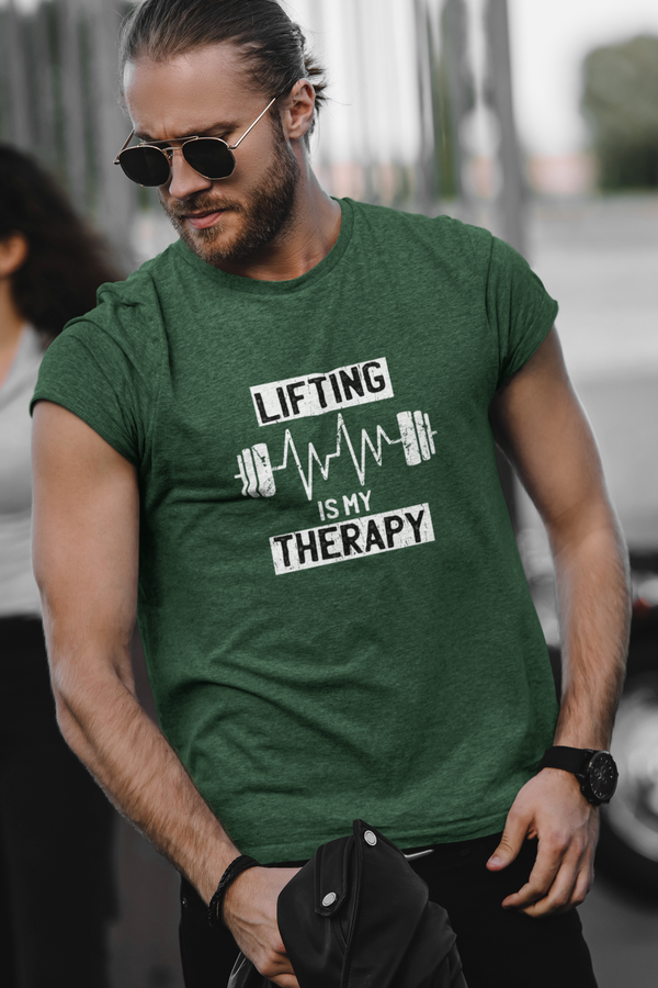 Lifting Is My Therapy Printed T-Shirt For Men - WowWaves