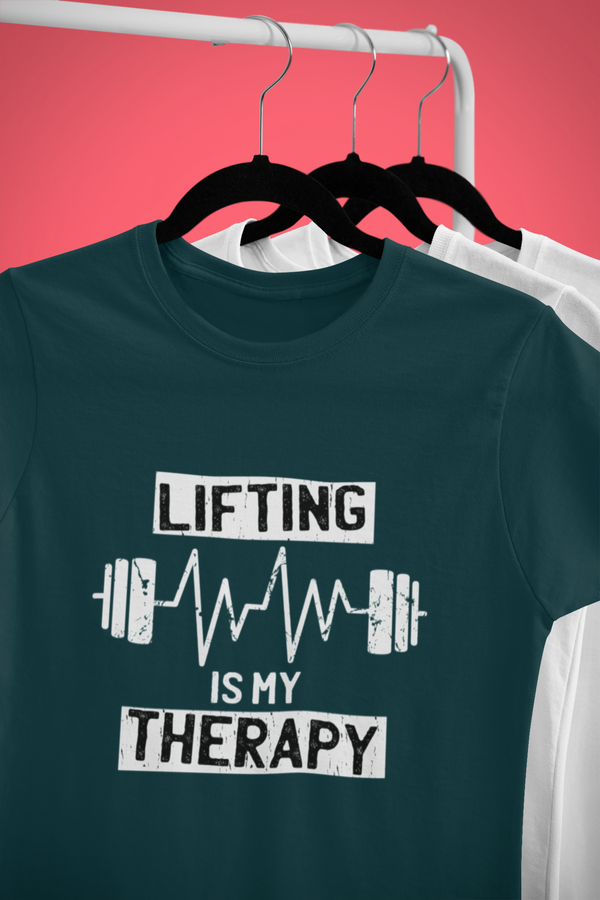 Weightlifting Therapy Printed Oversized T-Shirt For Men - WowWaves