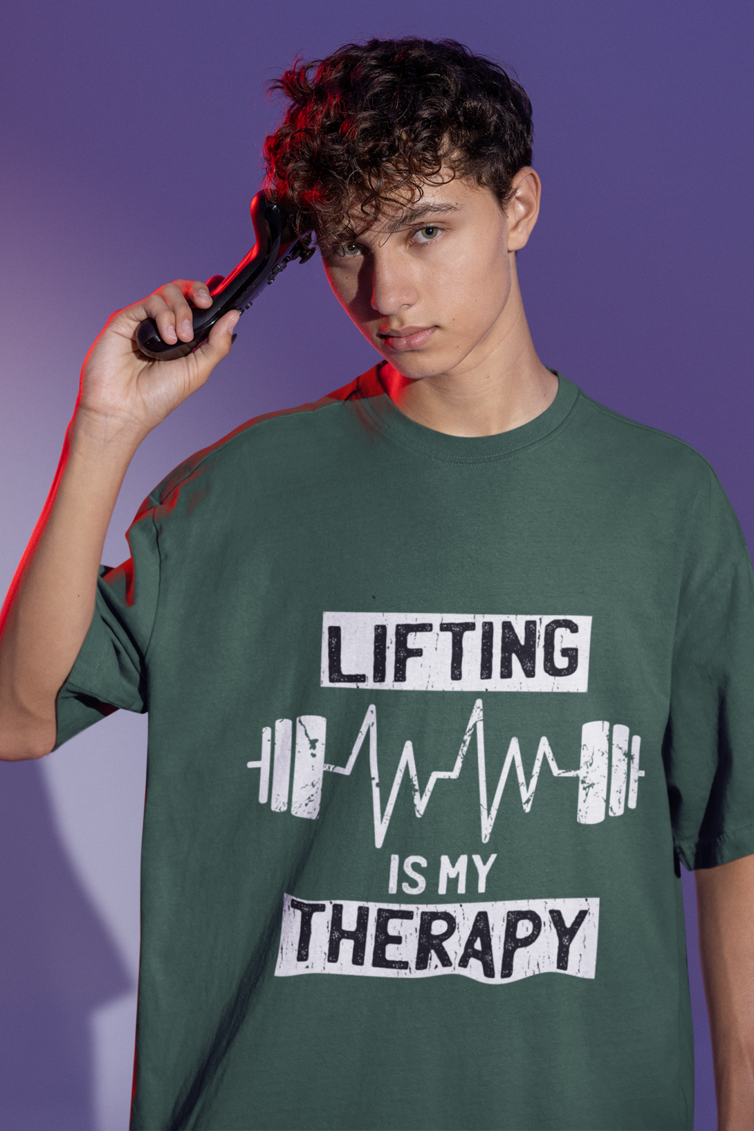 Weightlifting Therapy Printed Oversized T-Shirt For Men - WowWaves - 4