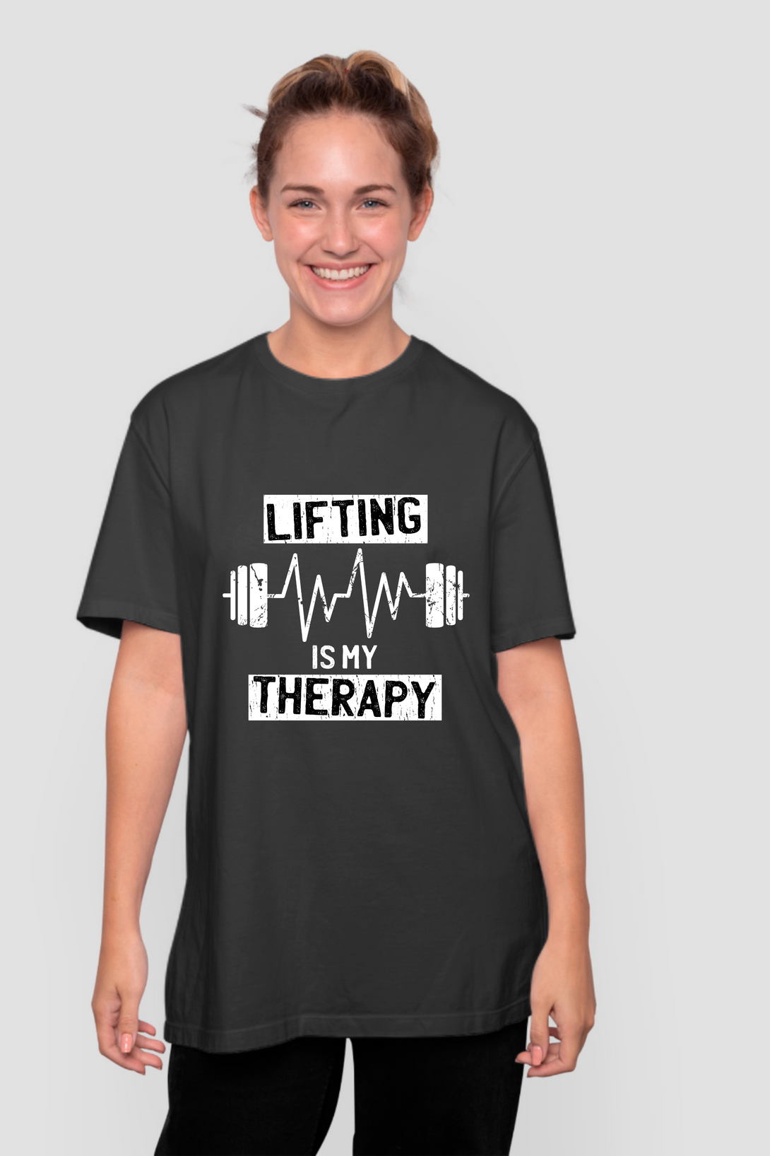 Weightlifting Therapy Printed Oversized T-Shirt For Women - WowWaves - 8