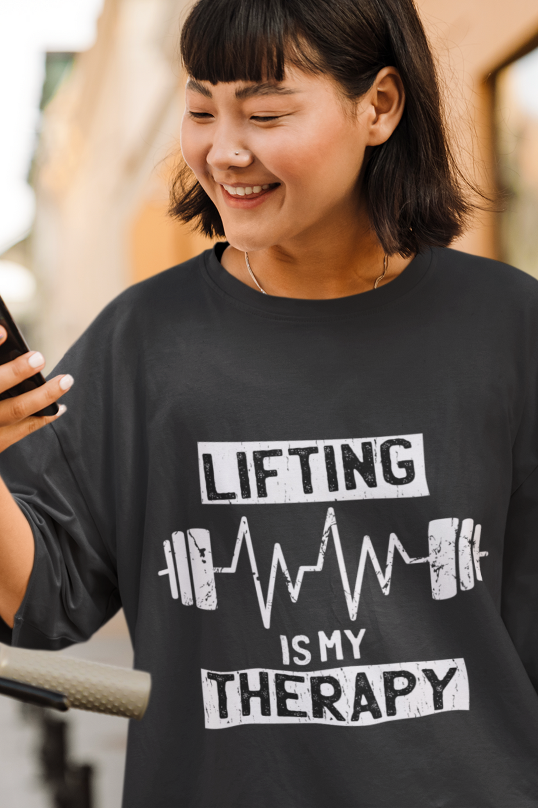Weightlifting Therapy Printed Oversized T-Shirt For Women - WowWaves - 5