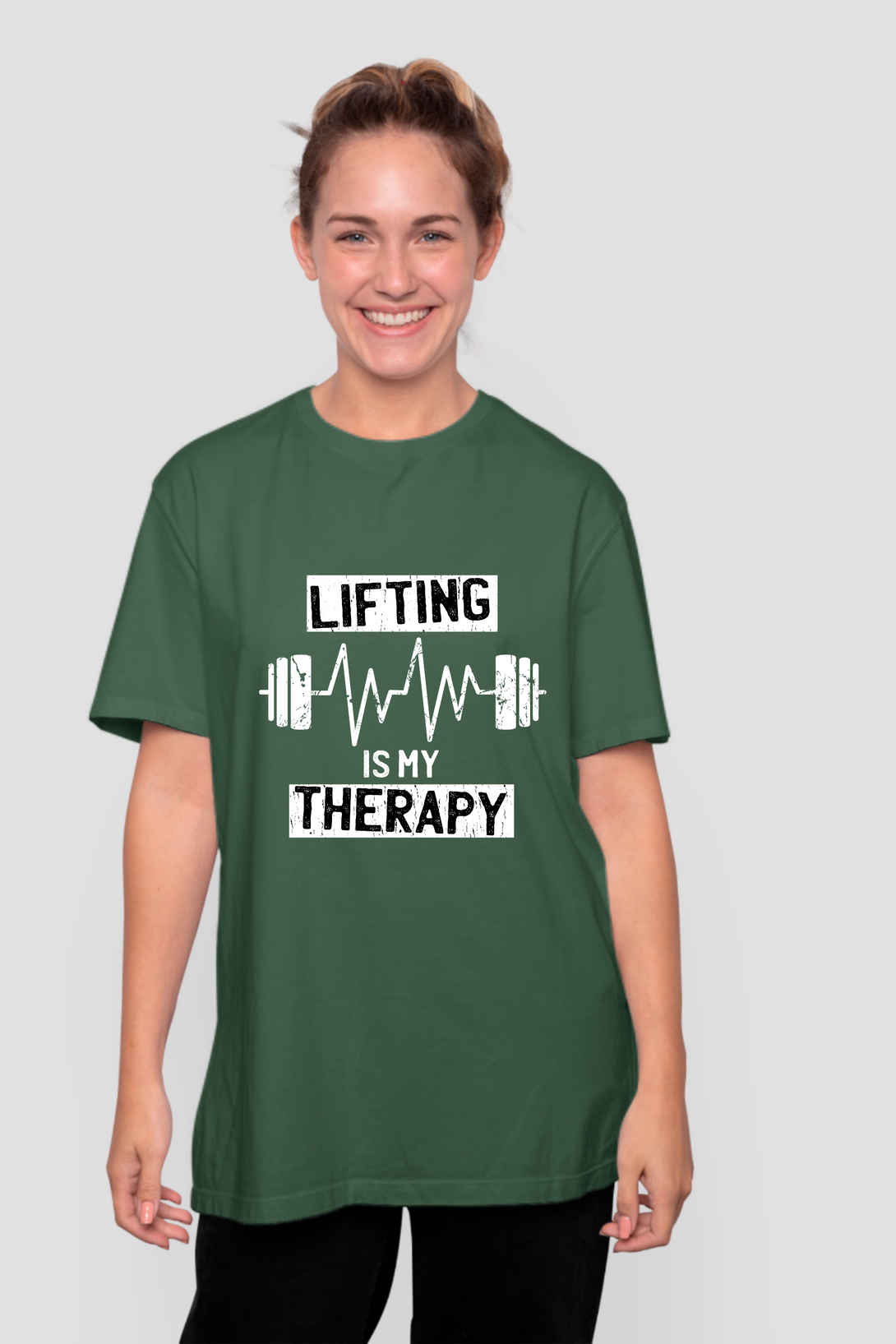 Weightlifting Therapy Printed Oversized T-Shirt For Women - WowWaves - 9