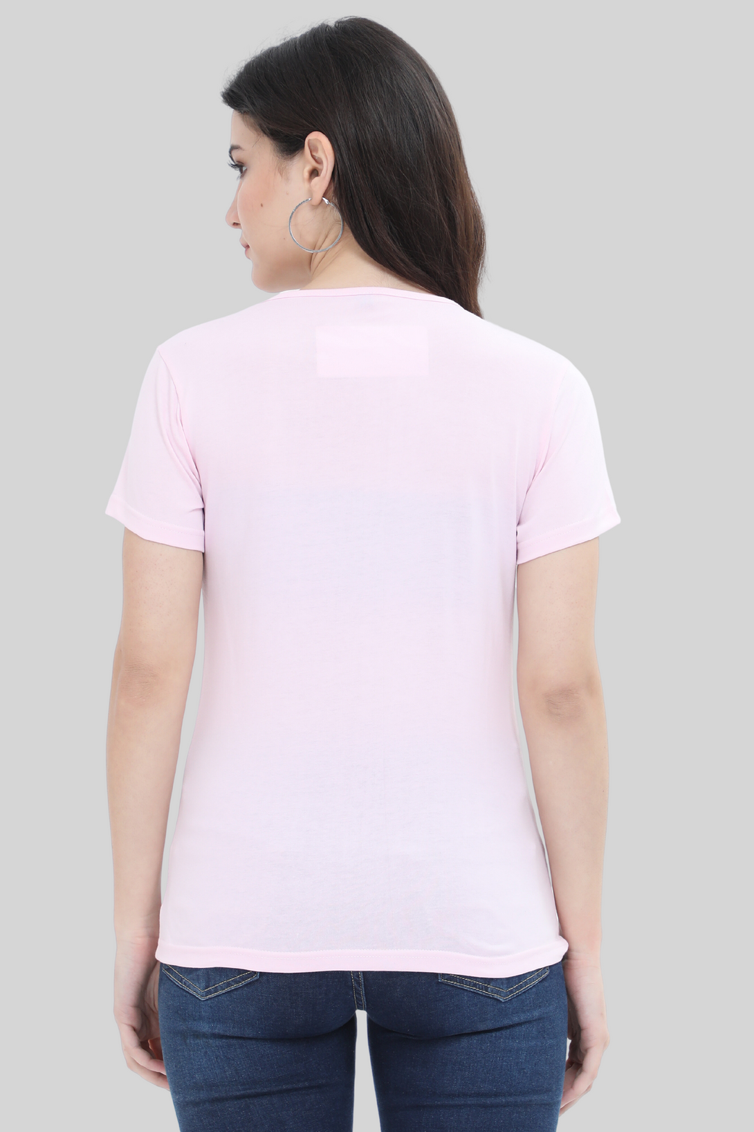 Light Pink Scoop Neck T-Shirt For Women - WowWaves - 1