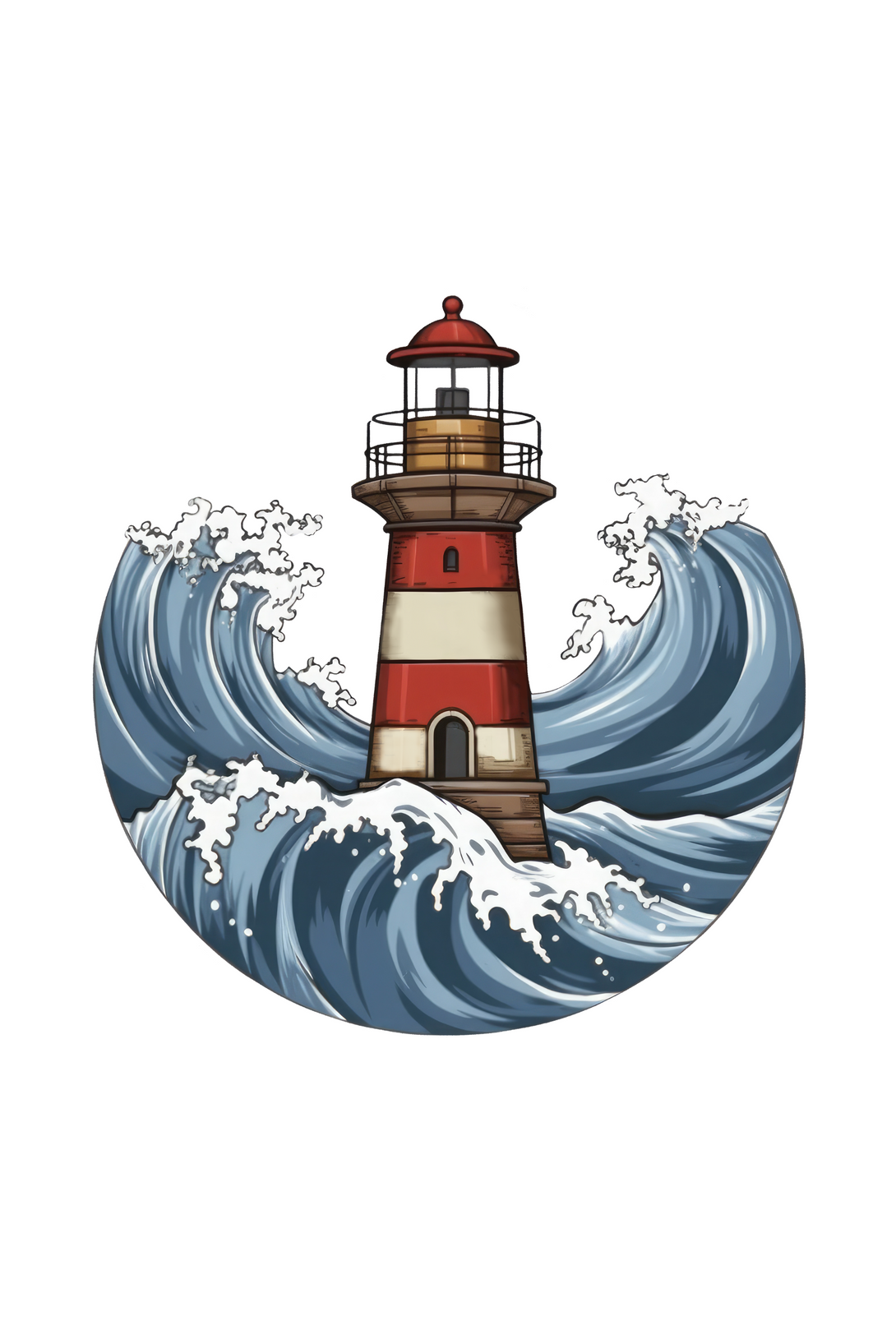 Lighthouse And Waves Printed T-Shirt For Men - WowWaves - 1