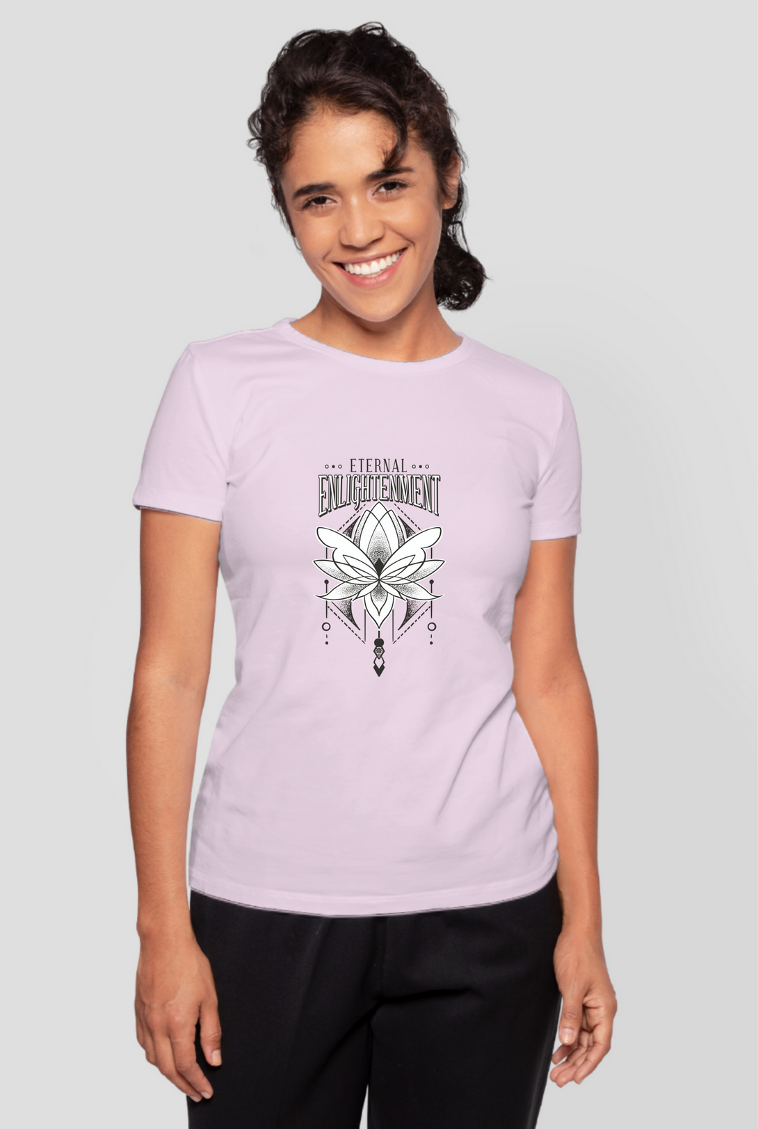 Eternal Enlightenment Lotus Printed T-Shirt For Women - WowWaves - 7