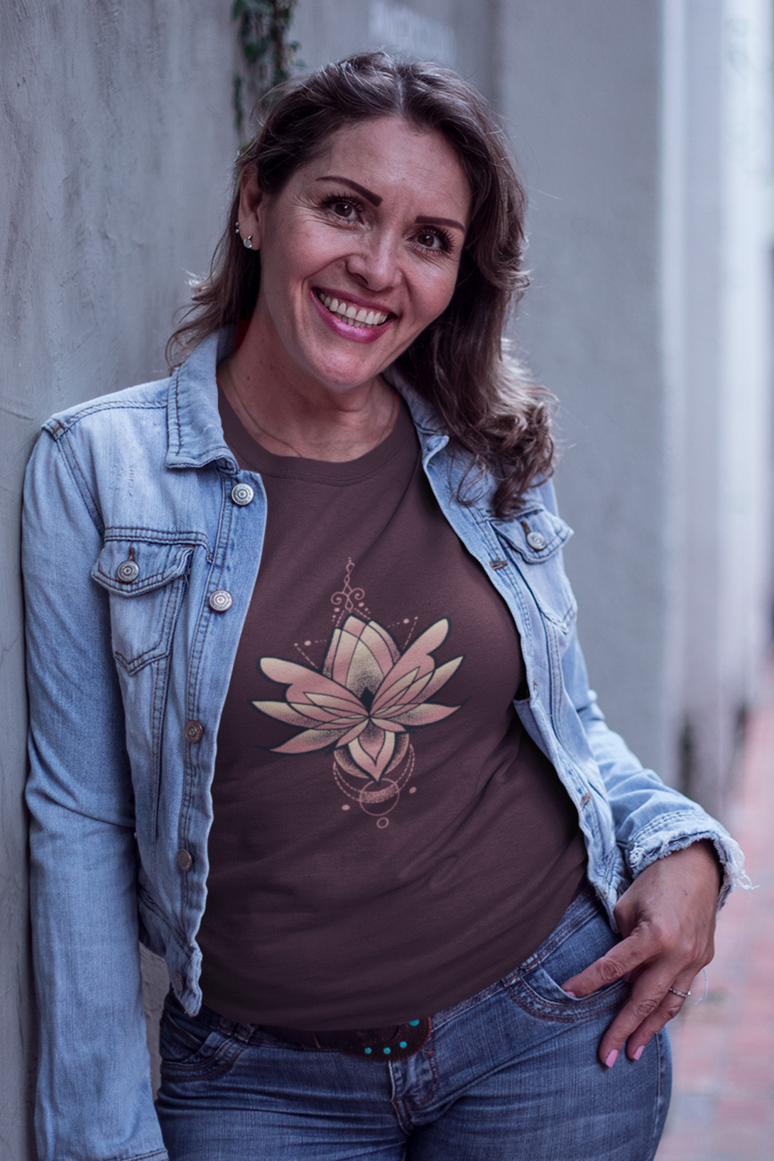 Geometric Lotus Printed T-Shirt For Women - WowWaves - 5