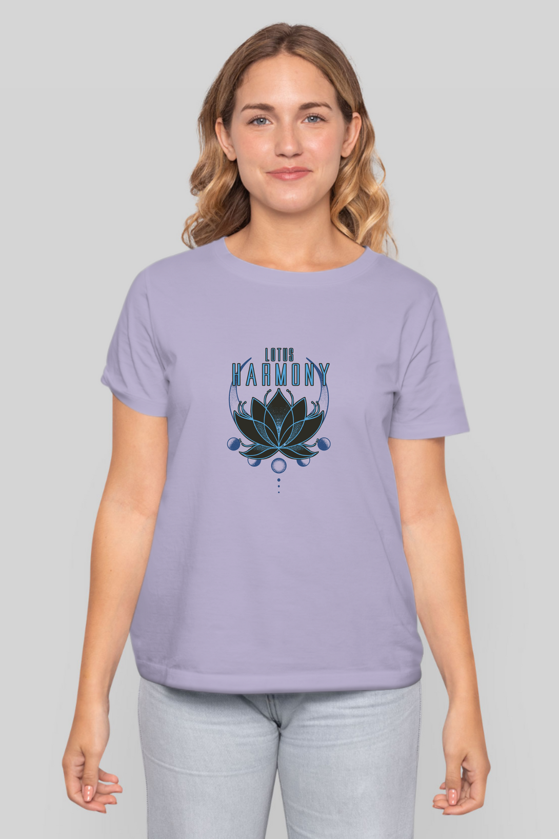 Harmony Lotus Printed T-Shirt For Women - WowWaves - 9