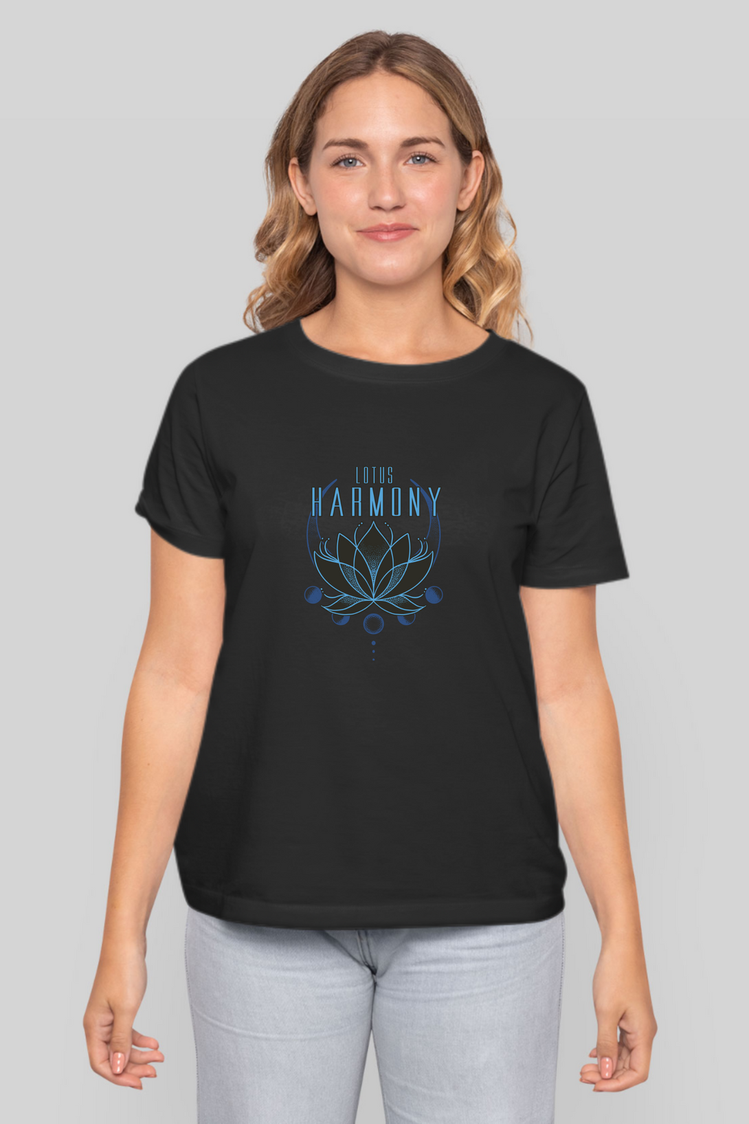 Harmony Lotus Printed T-Shirt For Women - WowWaves - 10