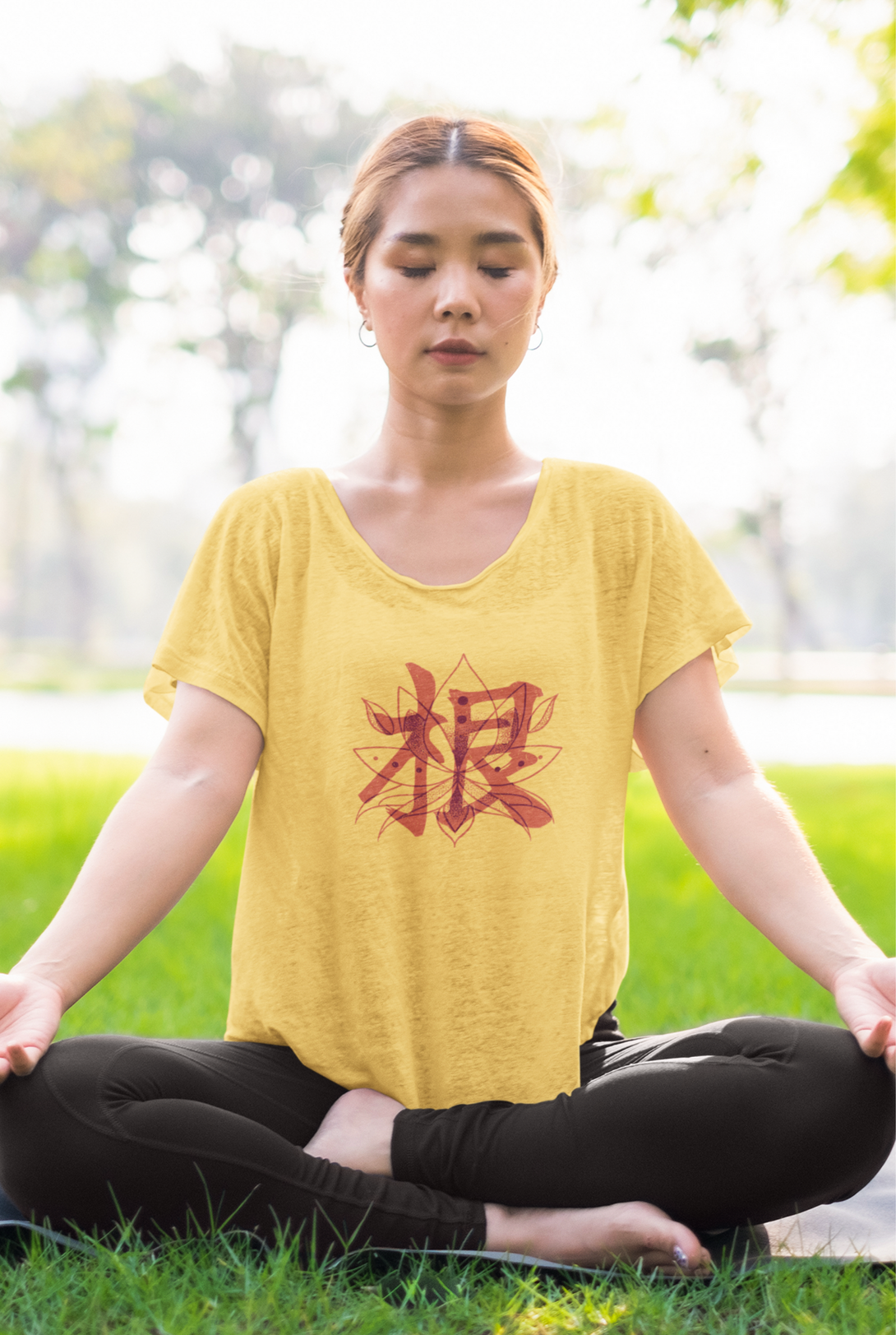 Blossom Zen Lotus Printed Scoop Neck T-Shirt For Women - WowWaves - 2
