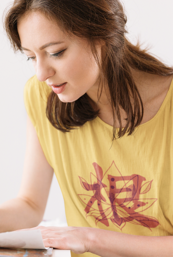 Blossom Zen Lotus Printed Scoop Neck T-Shirt For Women - WowWaves