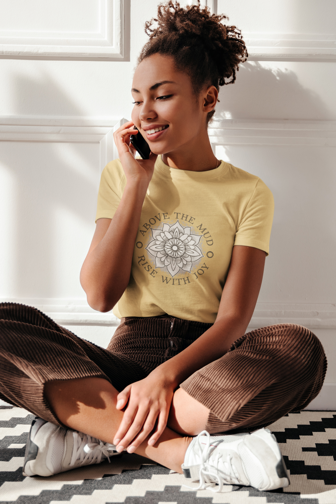 Mandala Lotus Printed T-Shirt For Women - WowWaves - 5