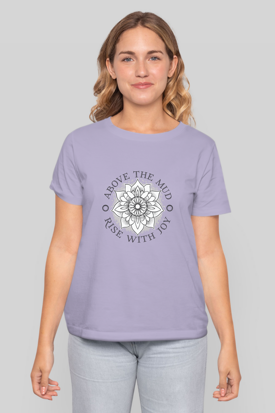 Mandala Lotus Printed T-Shirt For Women - WowWaves - 8