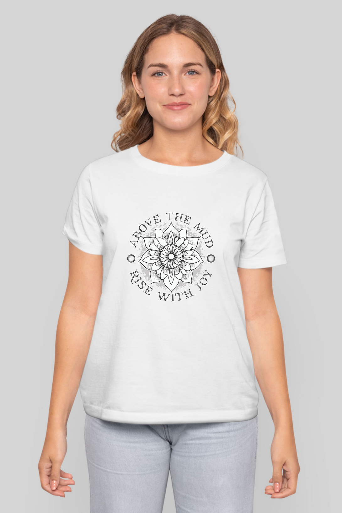 Mandala Lotus Printed T-Shirt For Women - WowWaves - 6