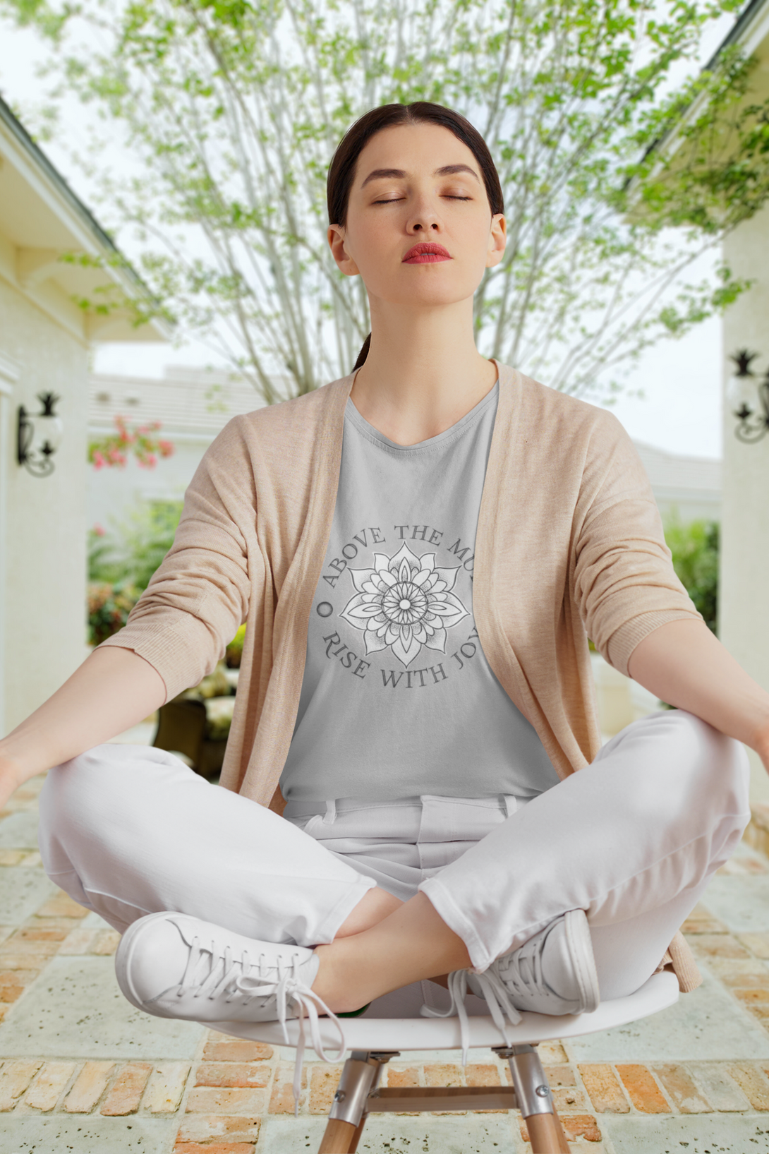 Mandala Lotus Printed T-Shirt For Women - WowWaves - 2