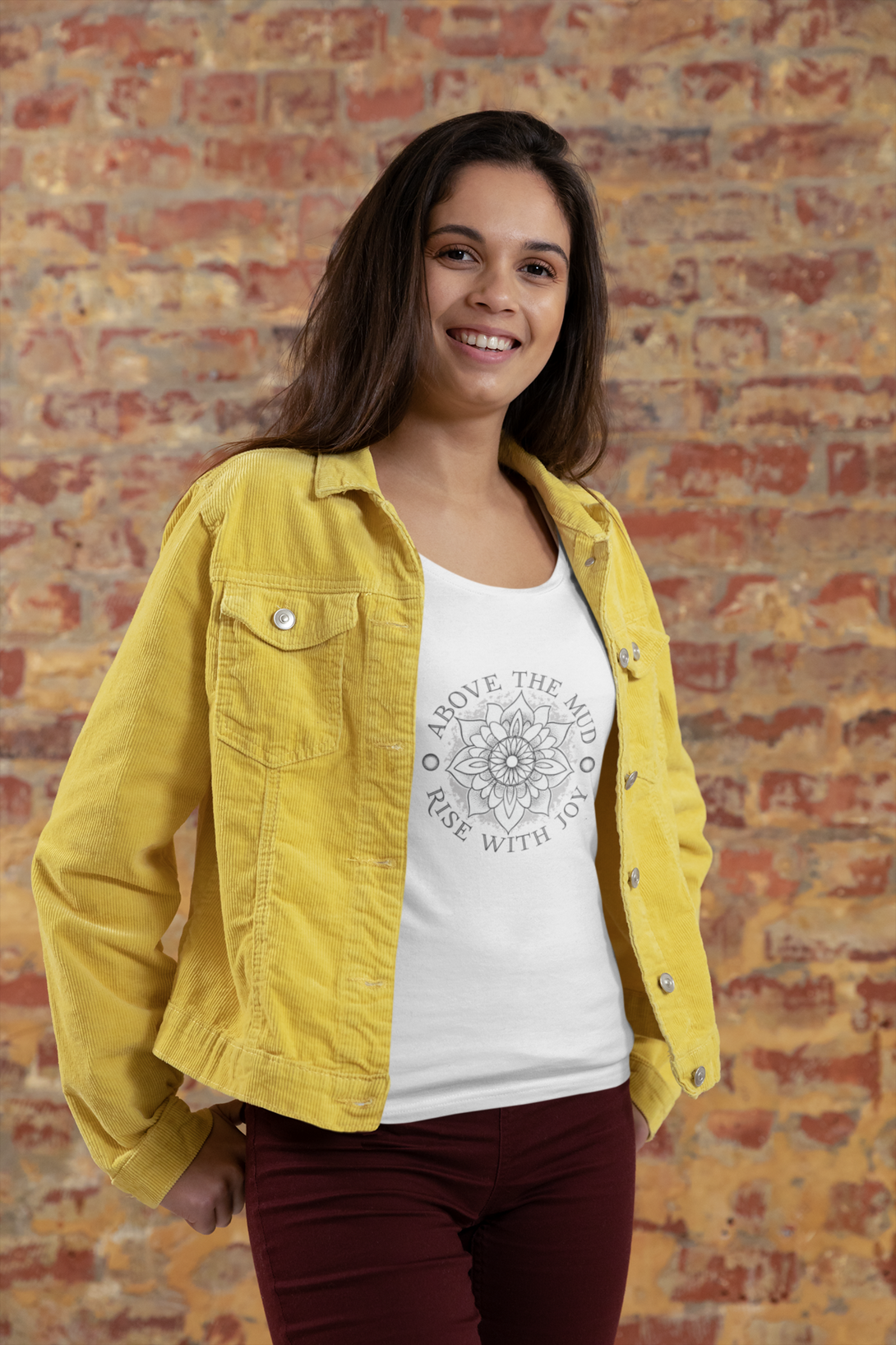 Mandala Lotus Printed Scoop Neck T-Shirt For Women - WowWaves - 5