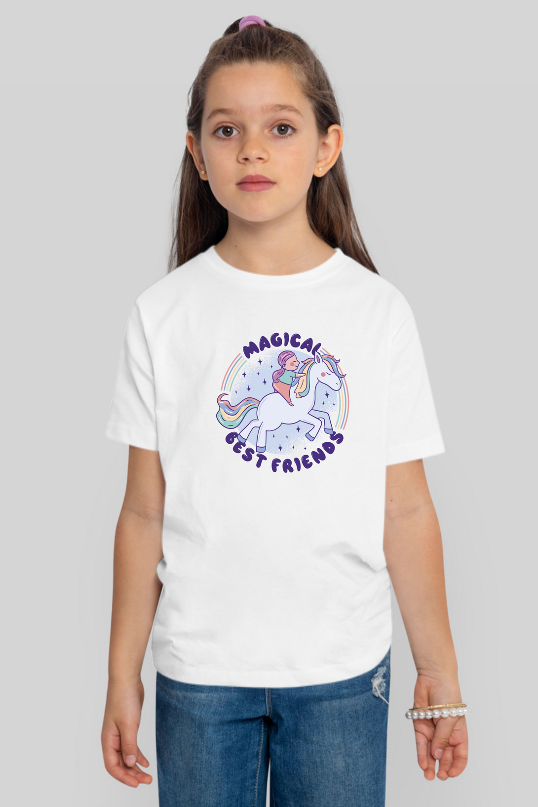 Magical Friend Printed T-Shirt For Girl - WowWaves - 10