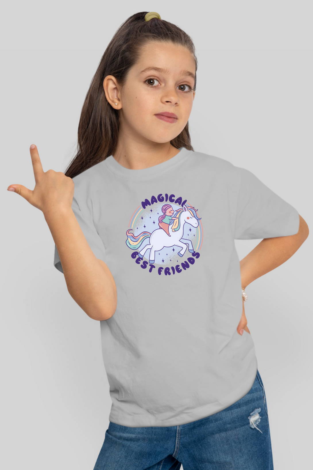 Magical Friend Printed T-Shirt For Girl - WowWaves - 12