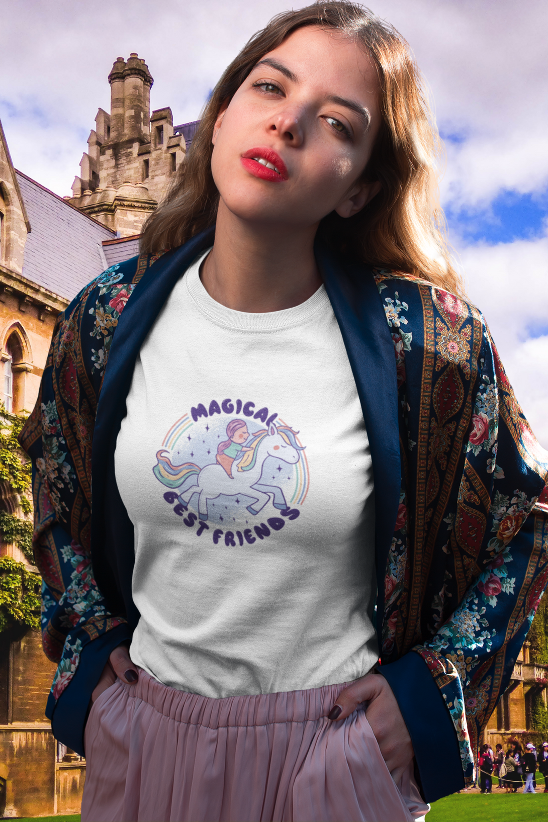 Magical Friend Printed T-Shirt For Women - WowWaves - 4