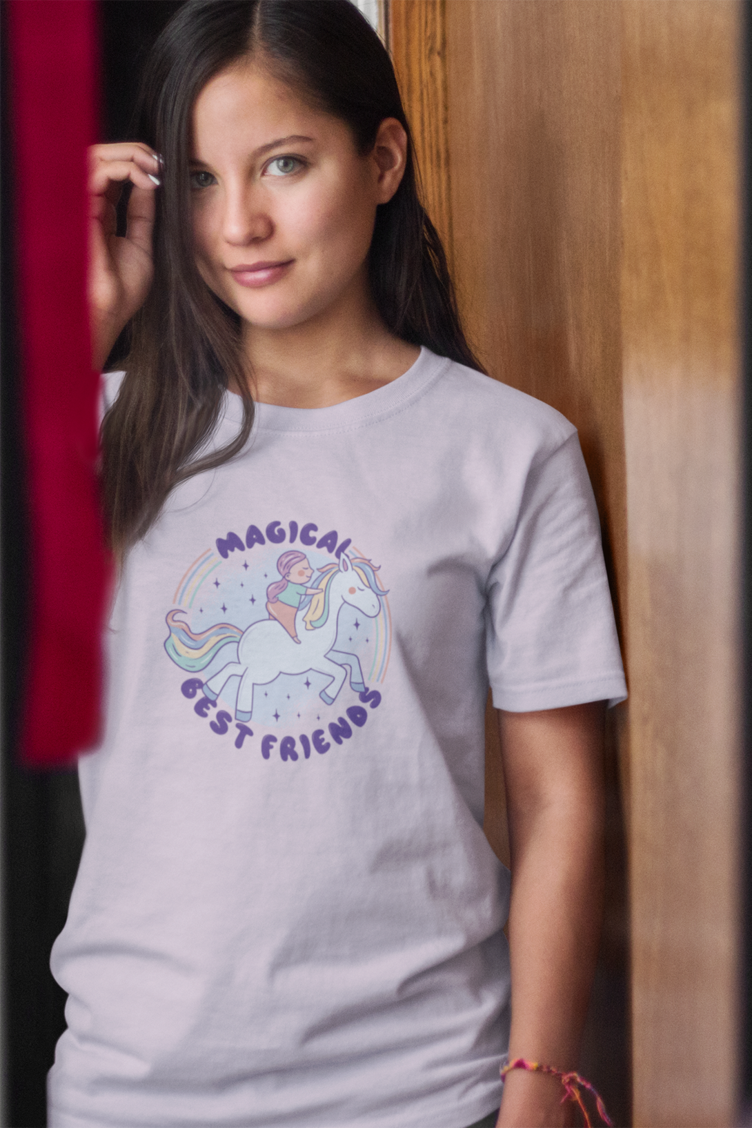 Magical Friend Printed T-Shirt For Women - WowWaves - 2