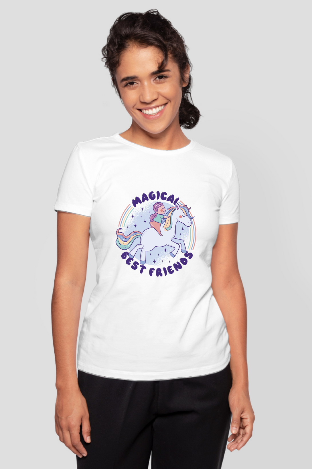 Magical Friend Printed T-Shirt For Women - WowWaves - 7