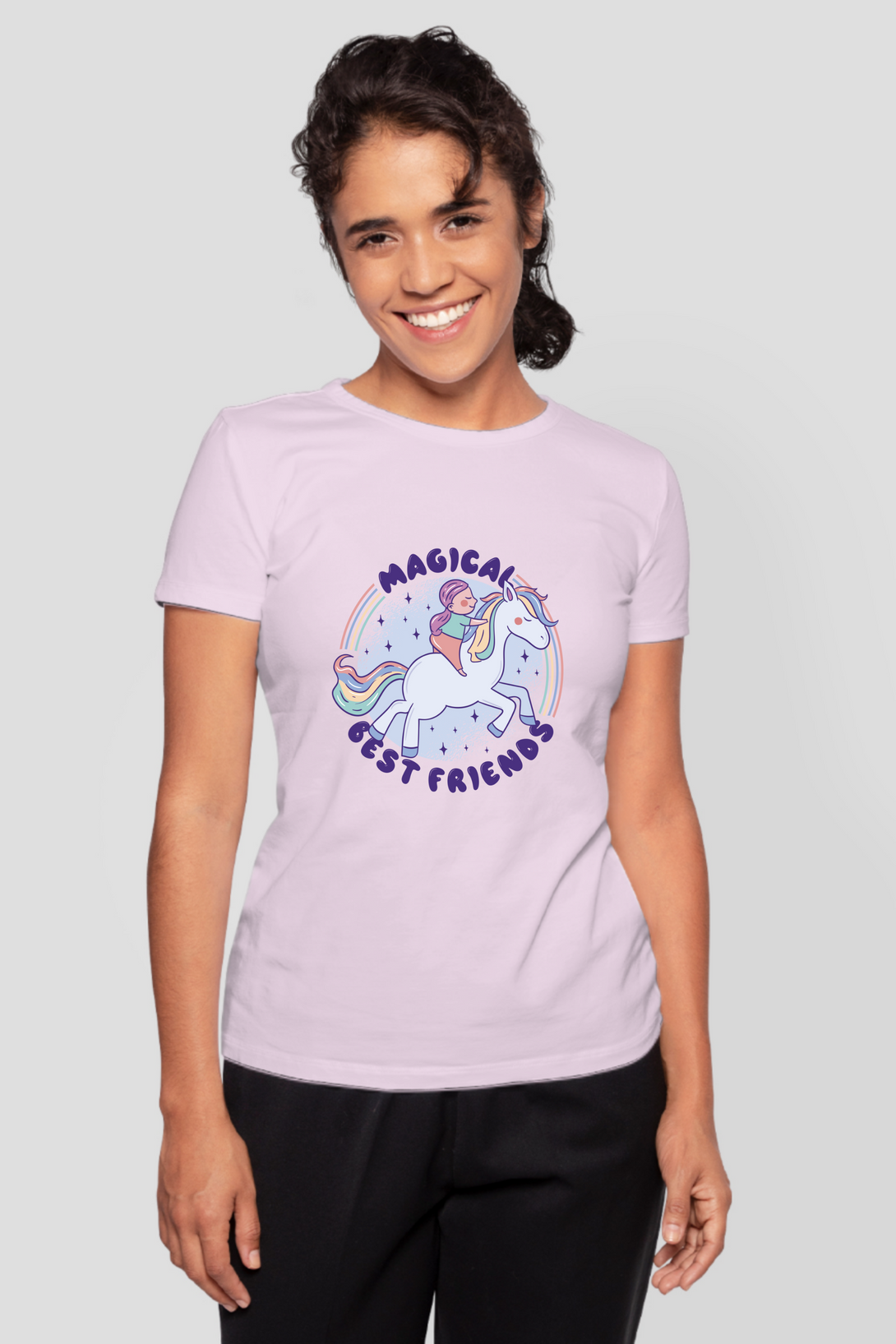 Magical Friend Printed T-Shirt For Women - WowWaves - 8