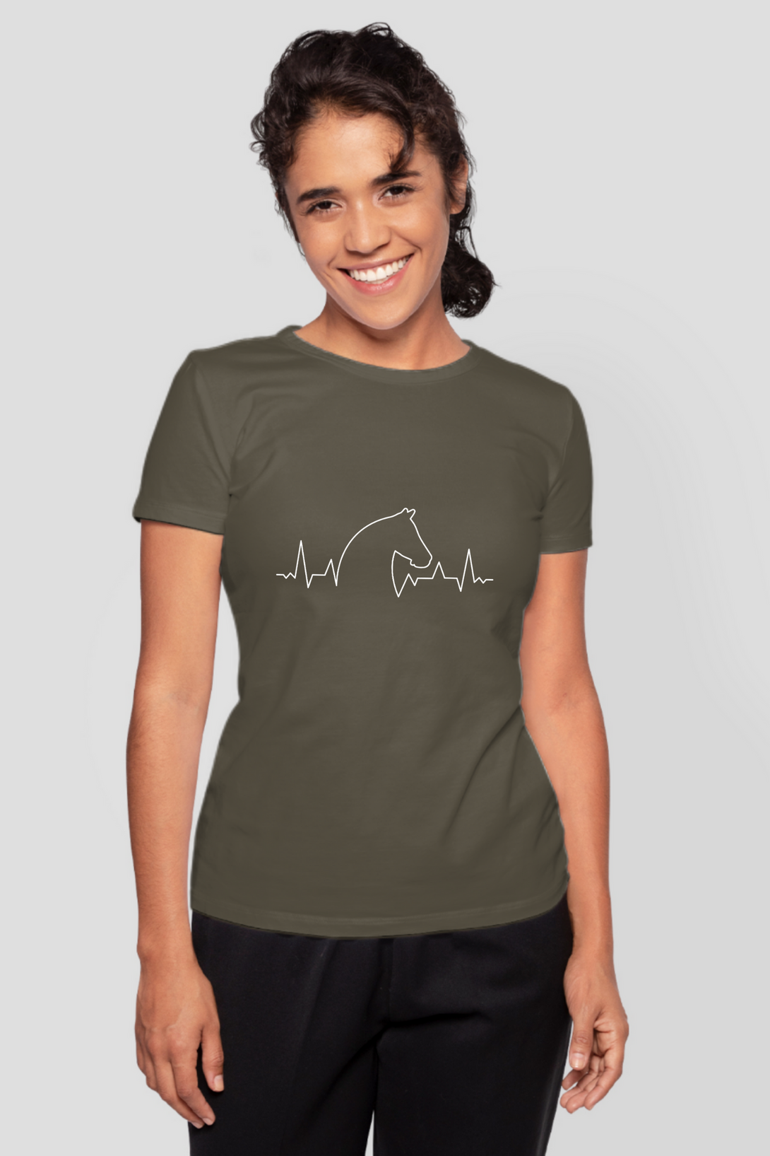 Horse Heartbeat Printed T-Shirt For Women - WowWaves - 10