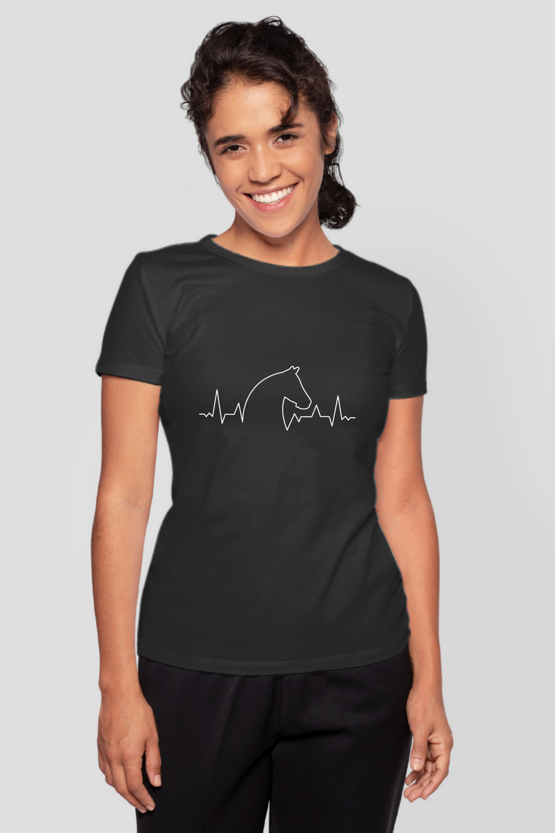Horse Heartbeat Printed T-Shirt For Women - WowWaves - 12