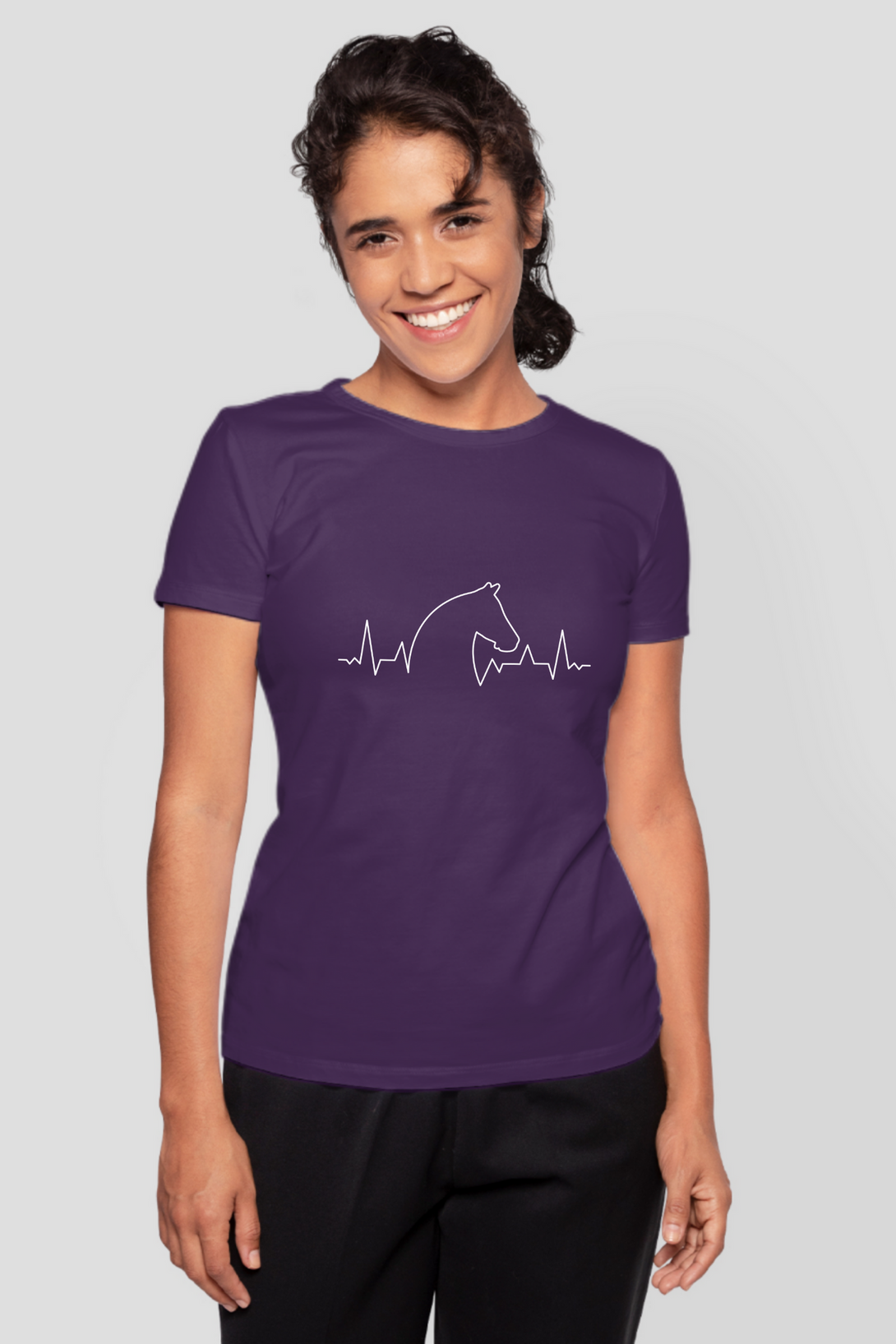 Horse Heartbeat Printed T-Shirt For Women - WowWaves - 7