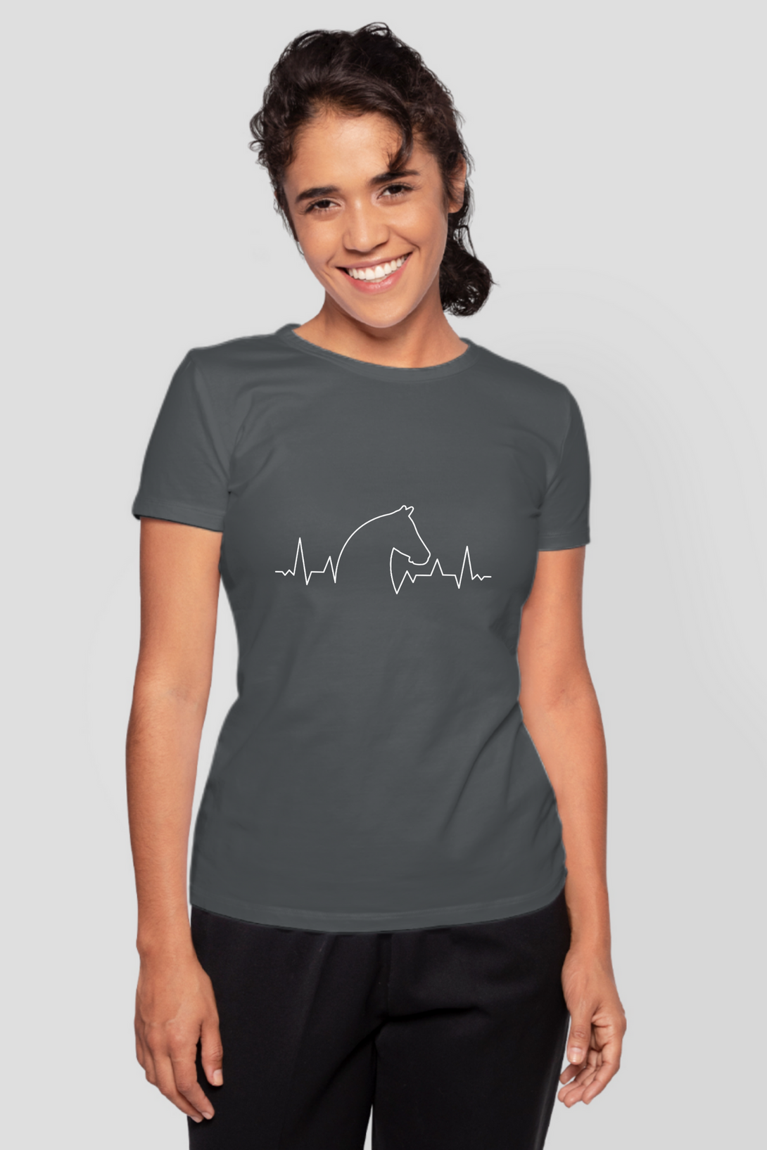 Horse Heartbeat Printed T-Shirt For Women - WowWaves - 11