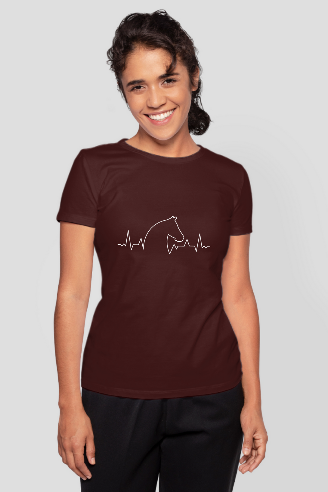 Horse Heartbeat Printed T-Shirt For Women - WowWaves - 9