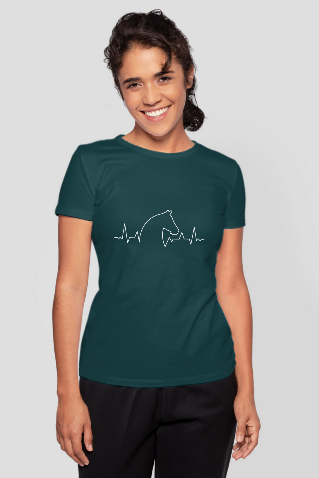 Horse Heartbeat Printed T-Shirt For Women - WowWaves - 13