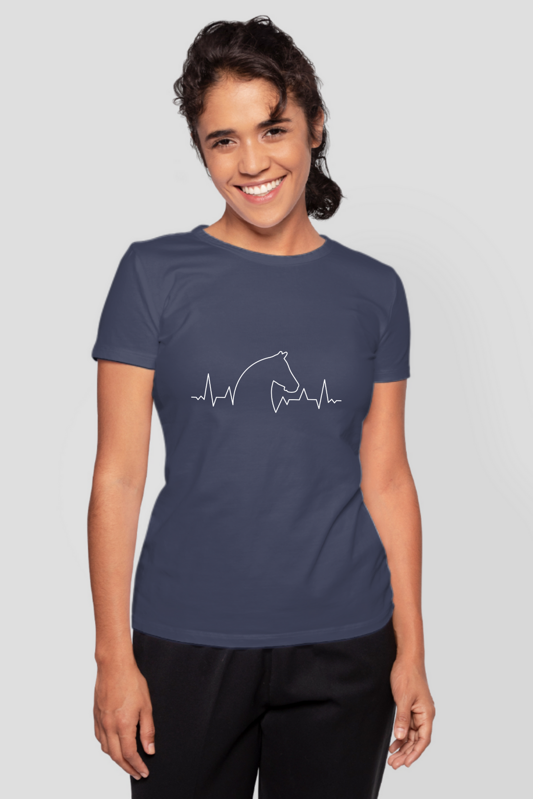 Horse Heartbeat Printed T-Shirt For Women - WowWaves - 8