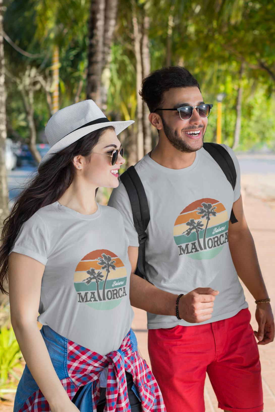 Mallorca And Palm Printed T-Shirt For Women - WowWaves - 4