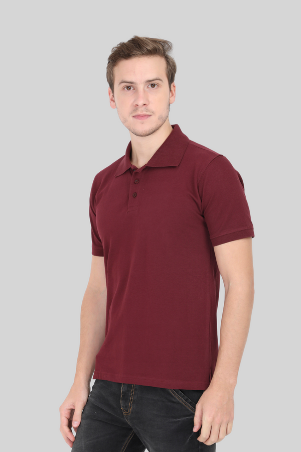 Maroon Polo T-Shirt For Men - WowWaves