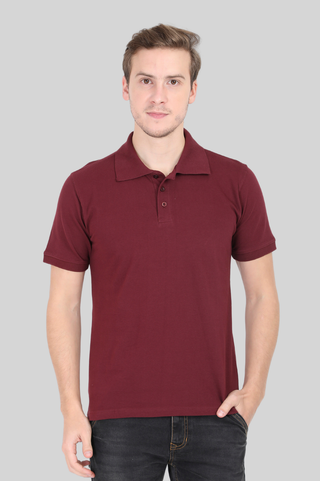 Maroon Polo T-Shirt For Men - WowWaves - 1