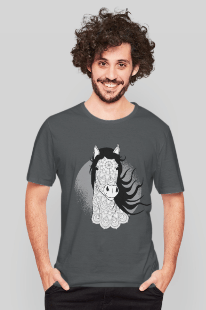 Mandala Horse Printed T-Shirt For Men - WowWaves - 2