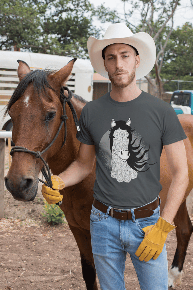Mandala Horse Printed T-Shirt For Men - WowWaves - 5