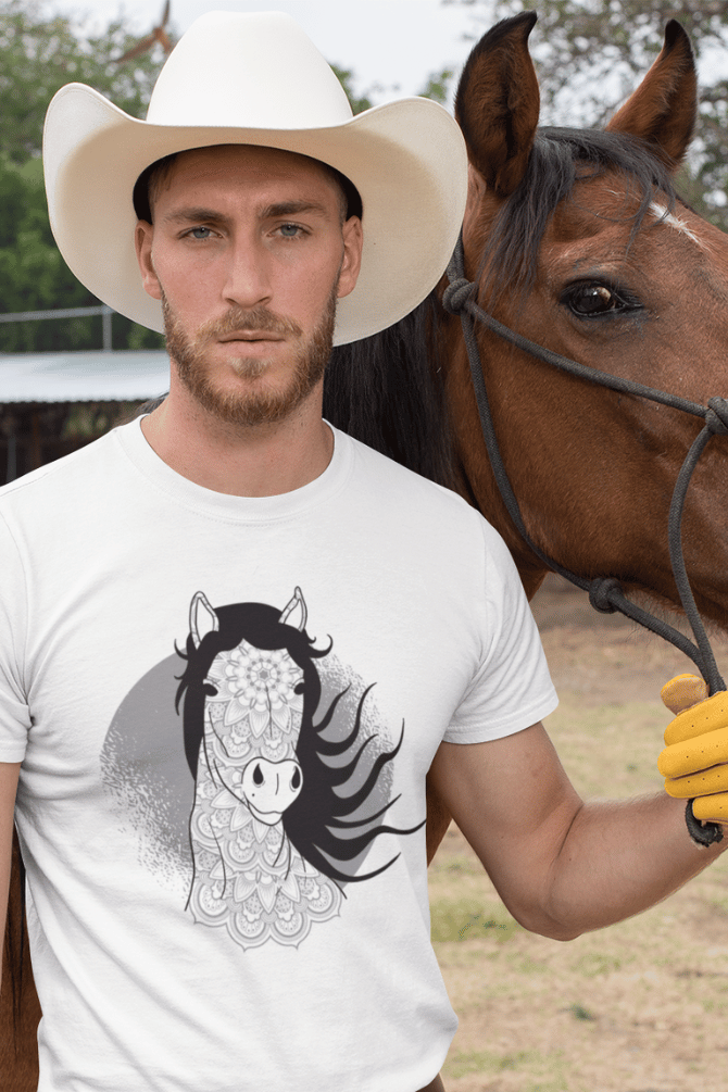 Mandala Horse Printed T-Shirt For Men - WowWaves - 6