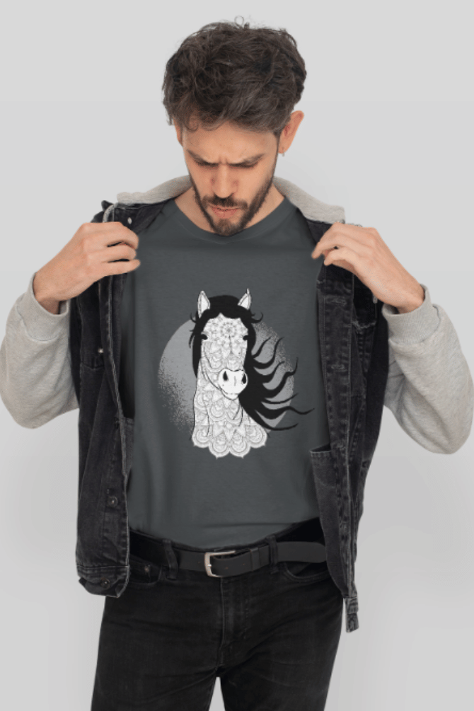 Mandala Horse Printed T-Shirt For Men - WowWaves - 3