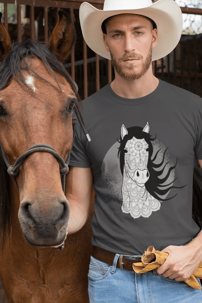 Mandala Horse Printed T-Shirt For Men - WowWaves - 11