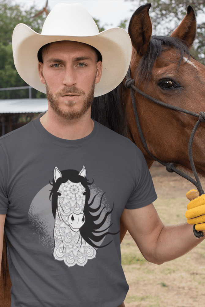 Mandala Horse Printed T-Shirt For Men - WowWaves - 4