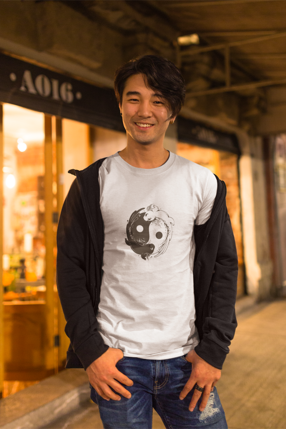 Yin Yang Axolotl Printed T-Shirt For Men - WowWaves - 3