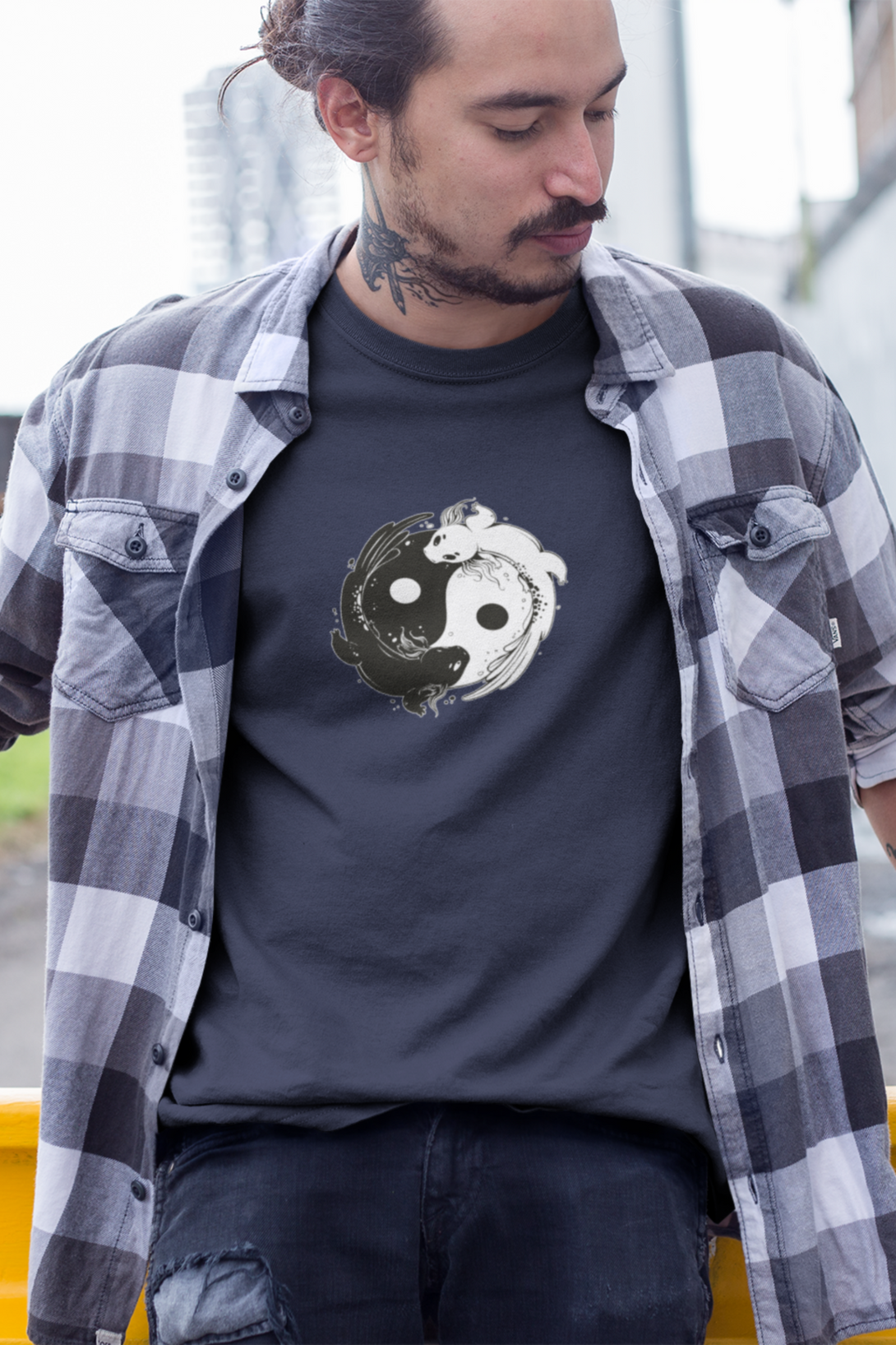 Yin Yang Axolotl Printed T-Shirt For Men - WowWaves