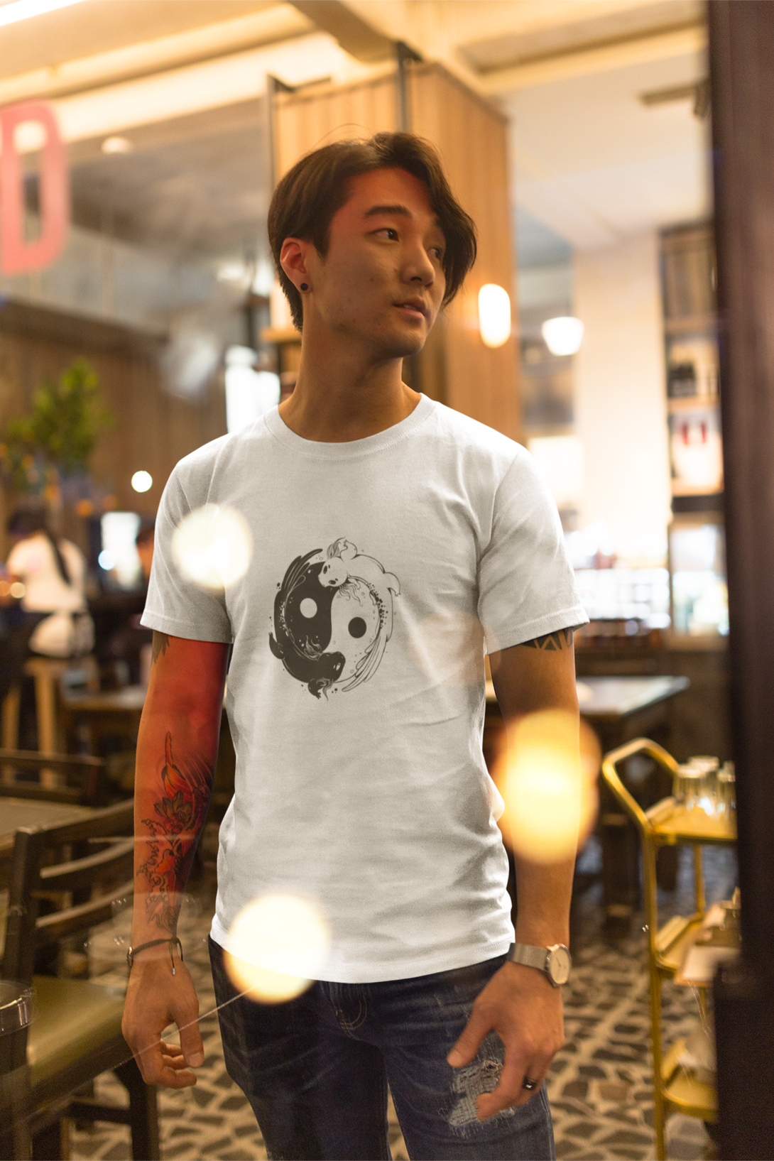 Yin Yang Axolotl Printed T-Shirt For Men - WowWaves - 4