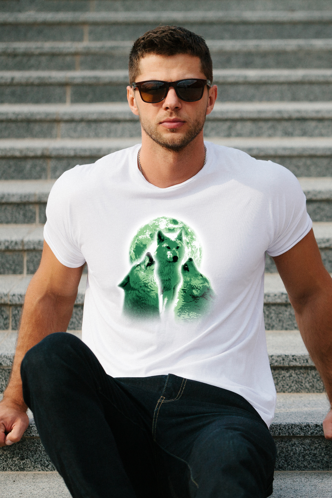 Wolves Howling Printed T-Shirt For Men - WowWaves - 6