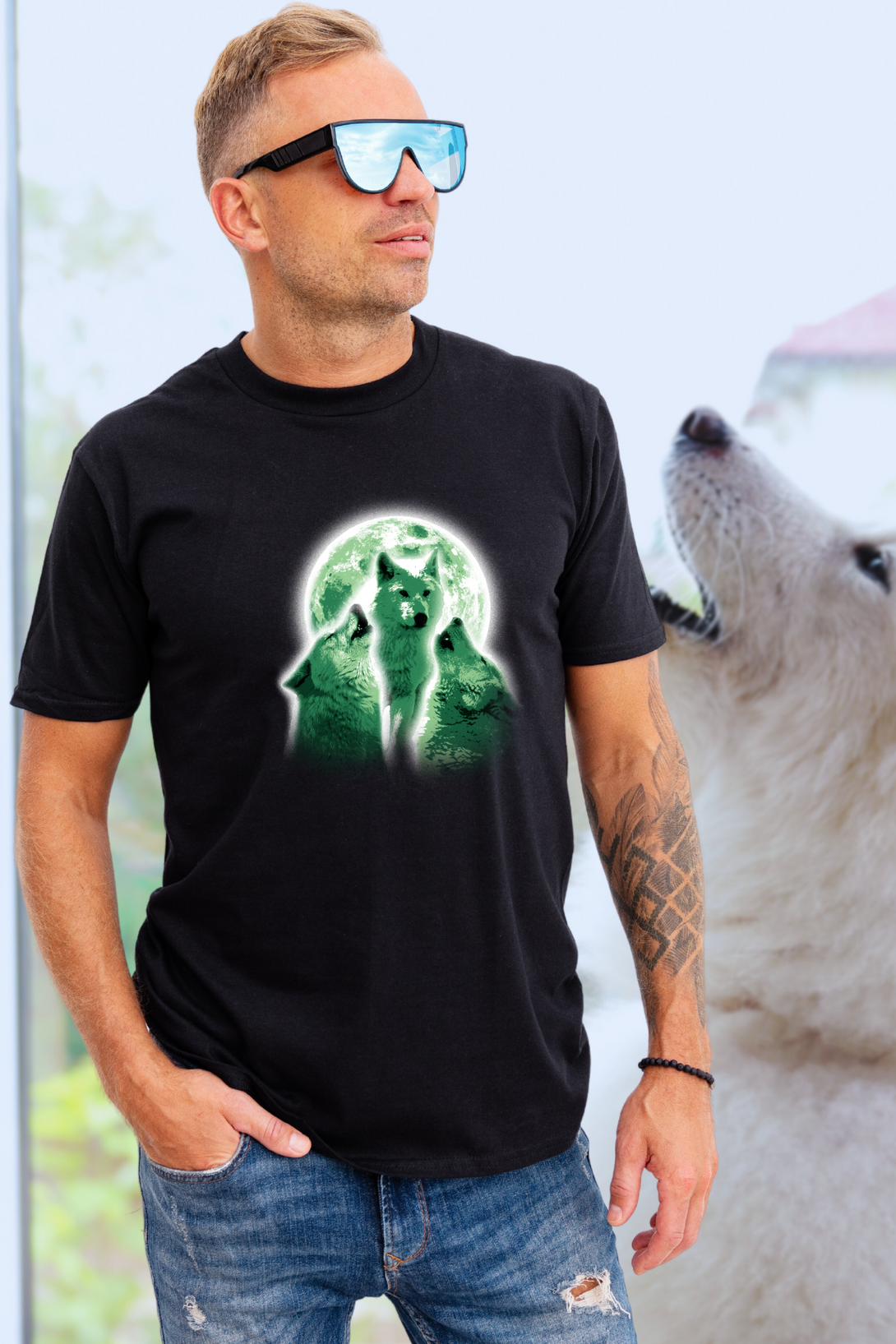 Wolves Howling Printed T-Shirt For Men - WowWaves - 2